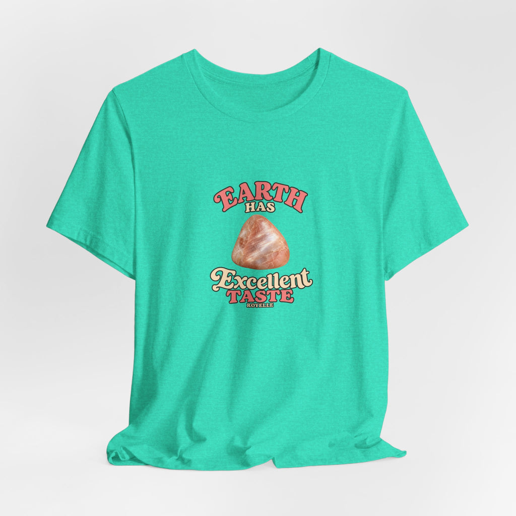 Earth Has Excellent Taste — Peach Moonstone Tee | Soft Blues