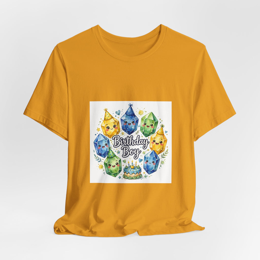 Birthday Boy Crystal Party T-Shirt | Golds, Mints & Teal