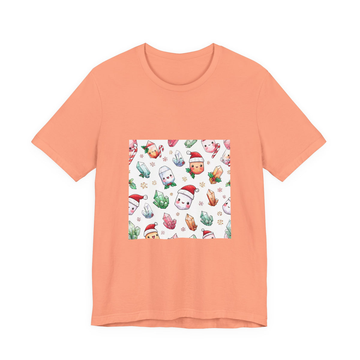 Pastel Christmas Crystal Friends T-Shirt | Peach & Sunset