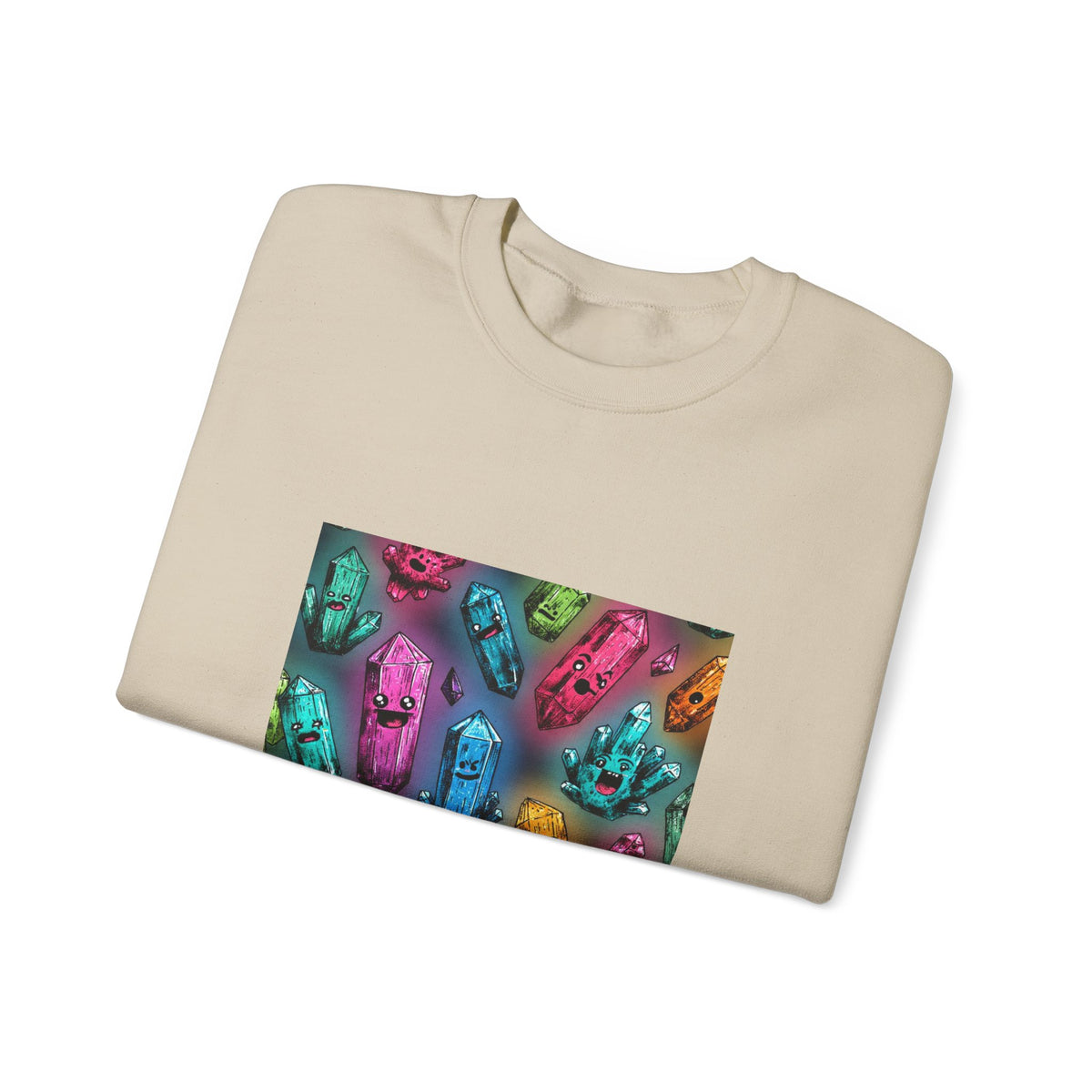 Colorful Crystal Characters Crewneck | Earth Tones & Brights