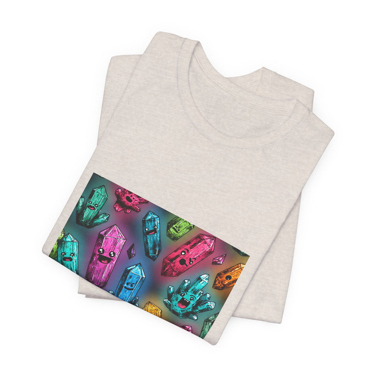 Colorful Crystal Characters T-Shirt | Sandy Neutrals & Oranges