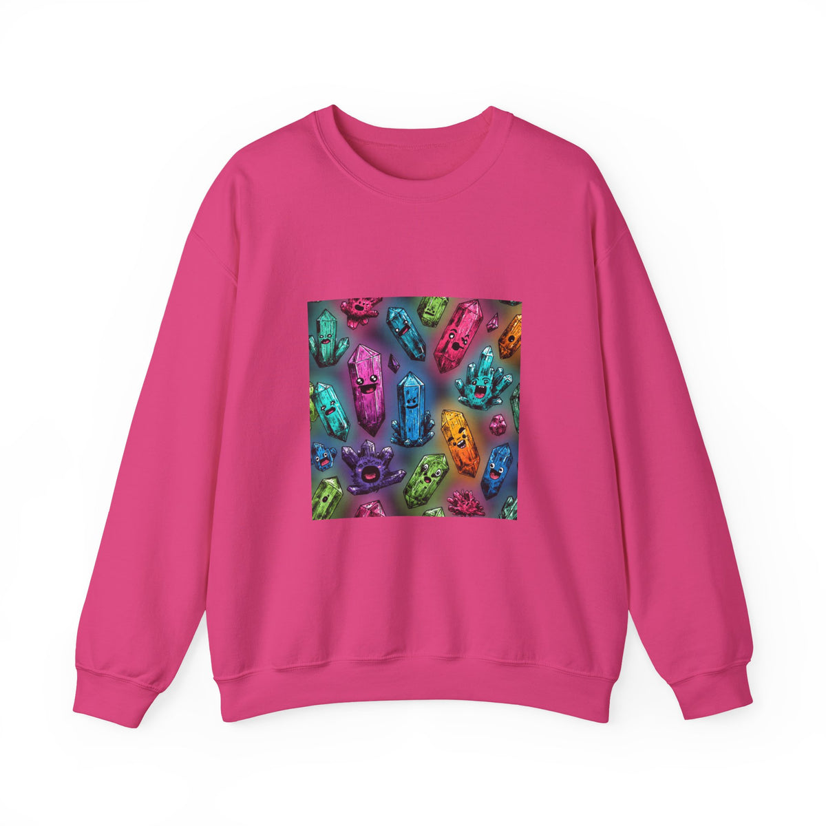 Colorful Crystal Characters Crewneck | Blues, Purples & Pinks
