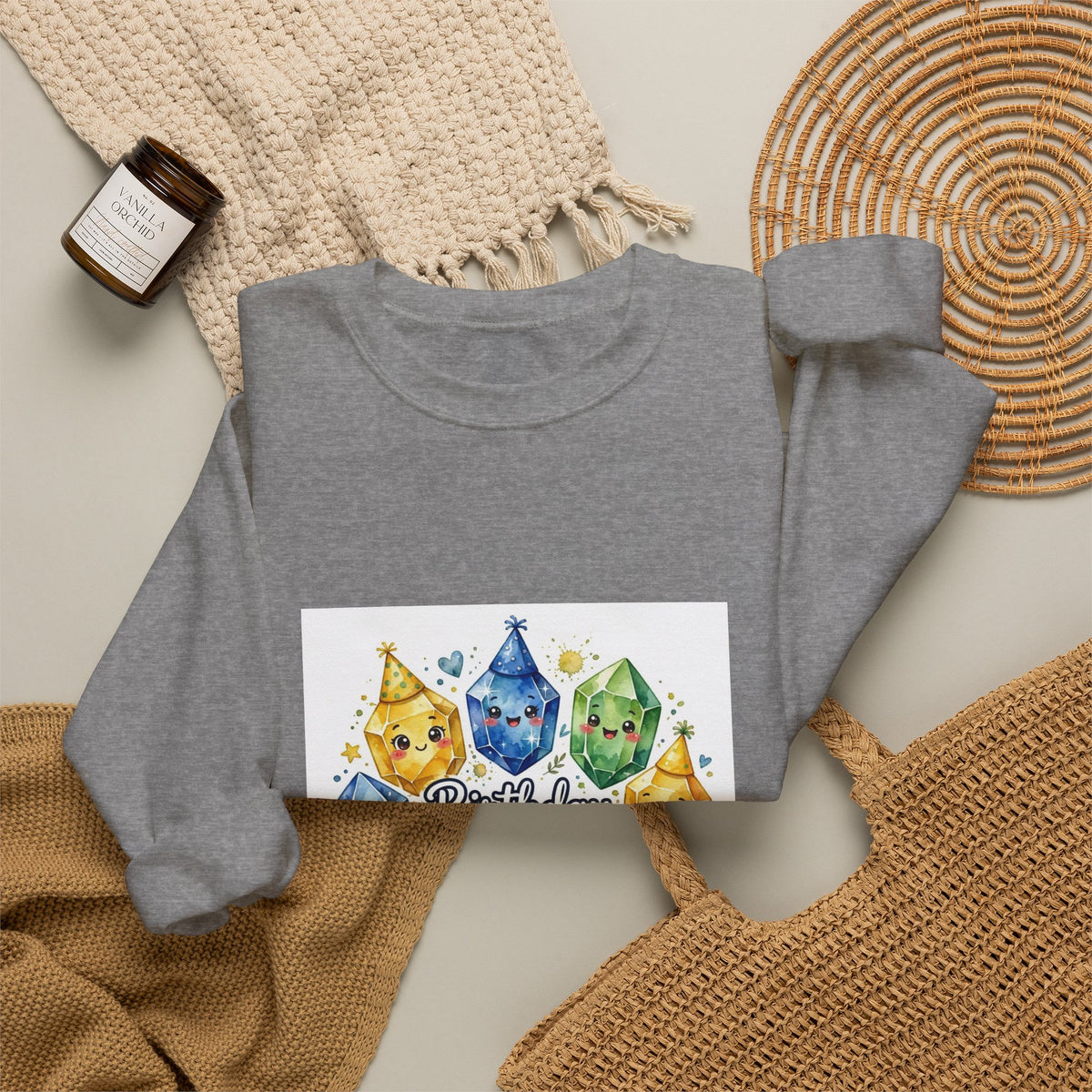 Birthday Boy Crystal Party Crewneck | Neutrals & Reds