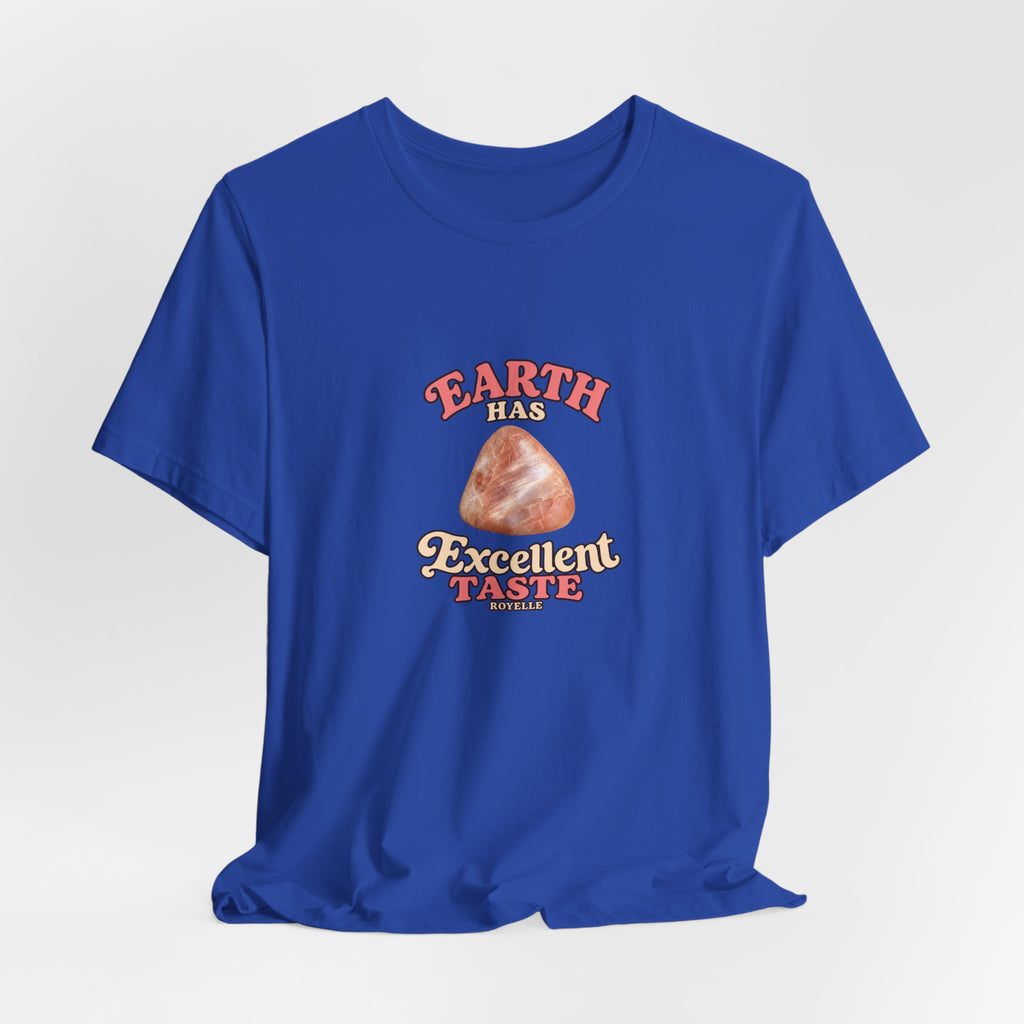 Earth Has Excellent Taste — Peach Moonstone Tee | Royal, Navy & Purple