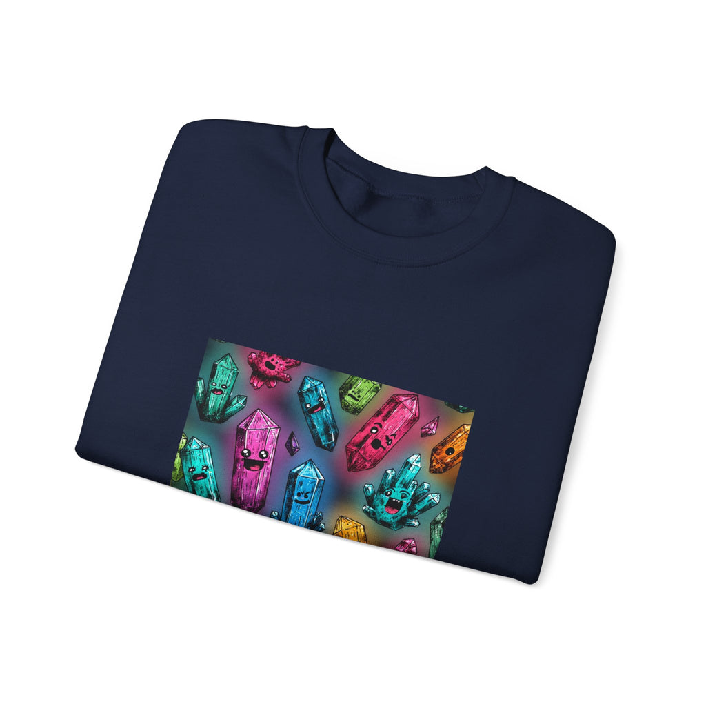 Colorful Crystal Characters Crewneck | Blues, Purples & Pinks