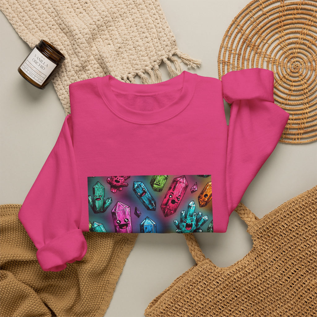 Colorful Crystal Characters Crewneck | Blues, Purples & Pinks