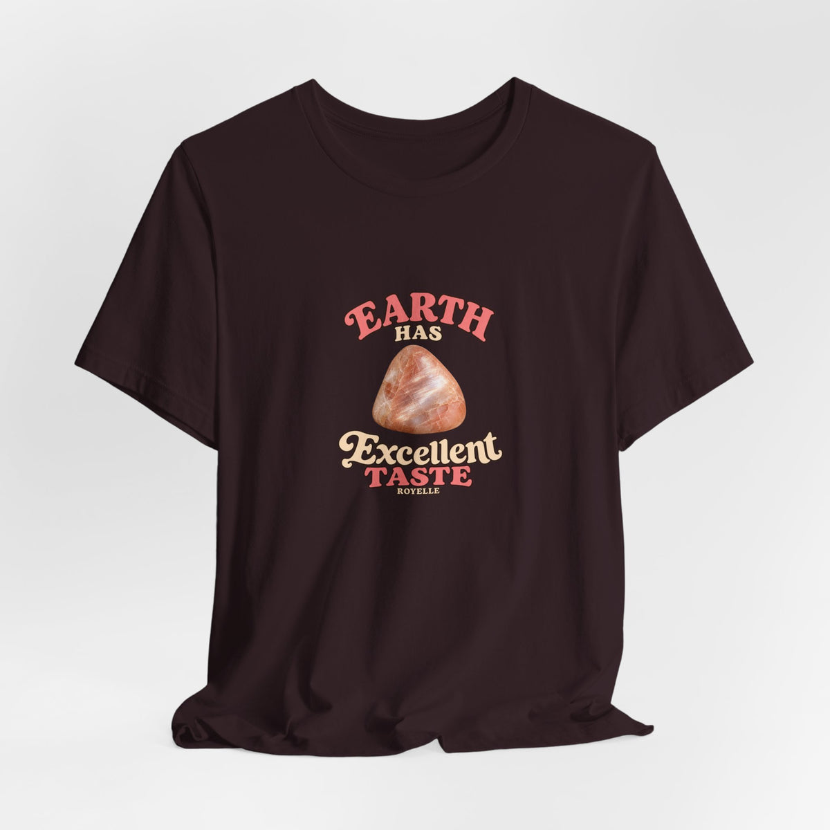 Earth Has Excellent Taste — Peach Moonstone Tee | Dark Neutrals & Reds