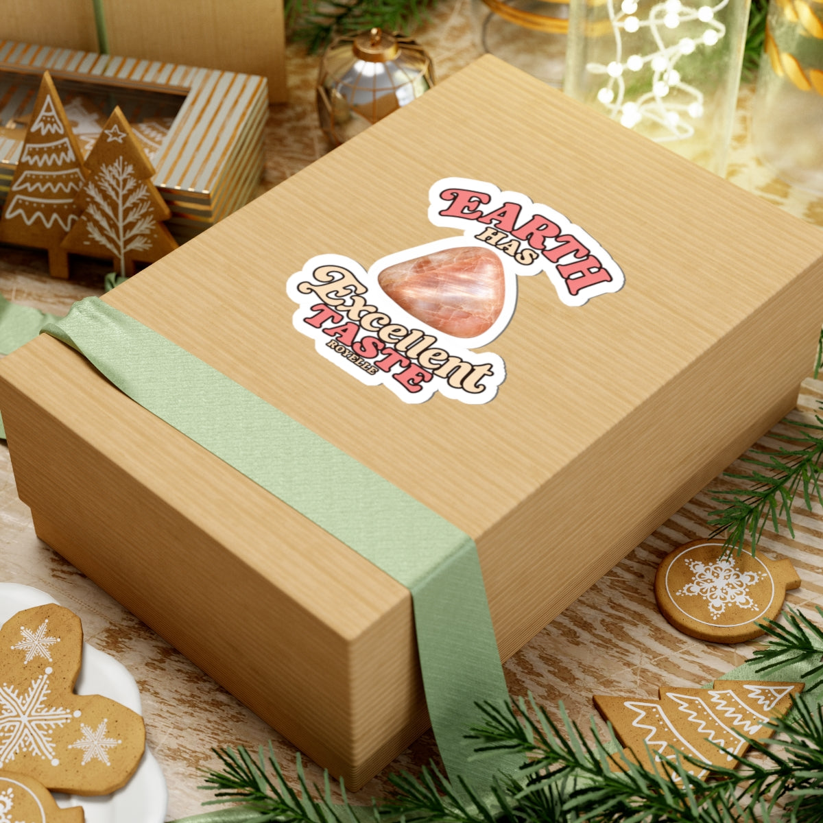 Earth Has Excellent Taste — Peach Moonstone Kiss-Cut Sticker