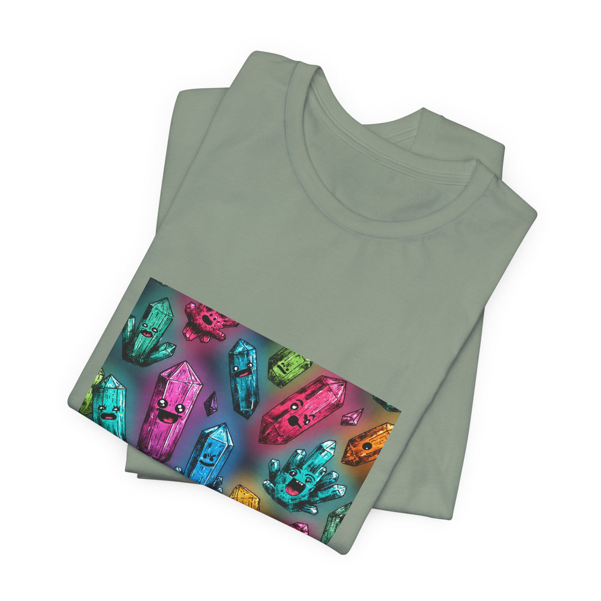 Colorful Crystal Characters T-Shirt | Golds, Mints & Teal