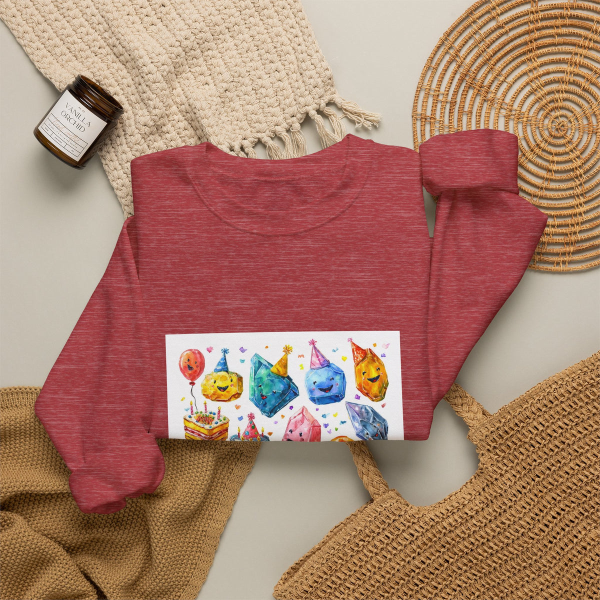 Crystal Birthday Party Crewneck | Neutrals & Reds