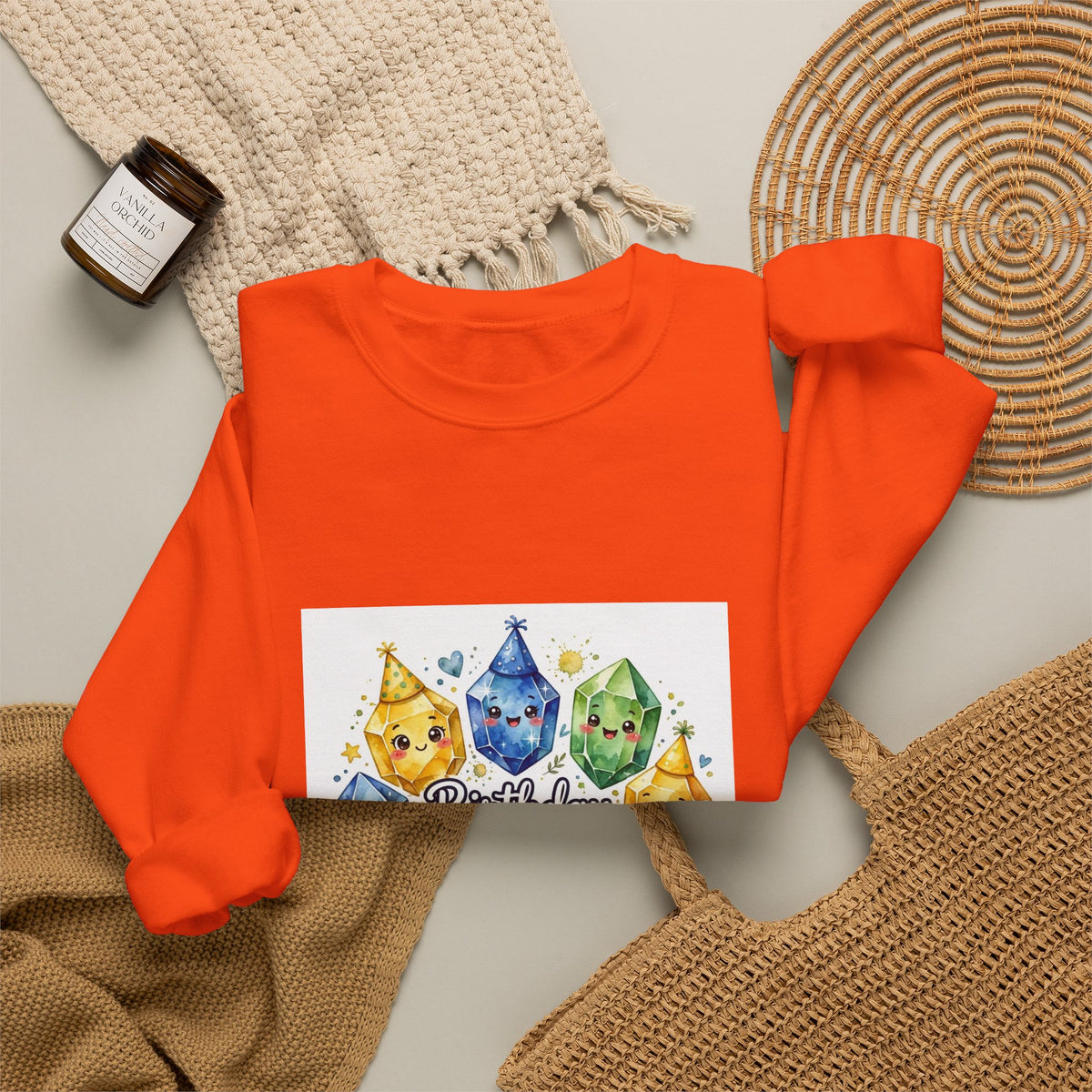Birthday Boy Crystal Party Crewneck | Earth Tones & Brights