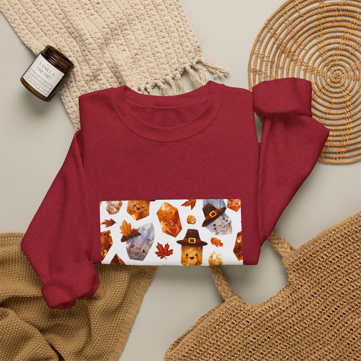 Thanksgiving Crystal Harvest Crewneck | Neutrals & Reds