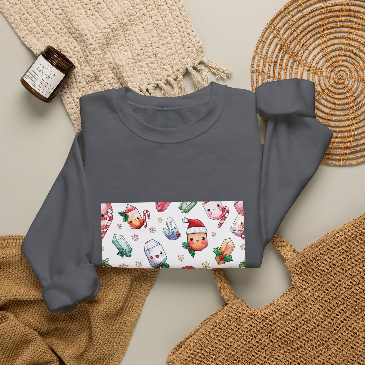 Pastel Christmas Crystal Friends Crewneck | Neutrals & Reds