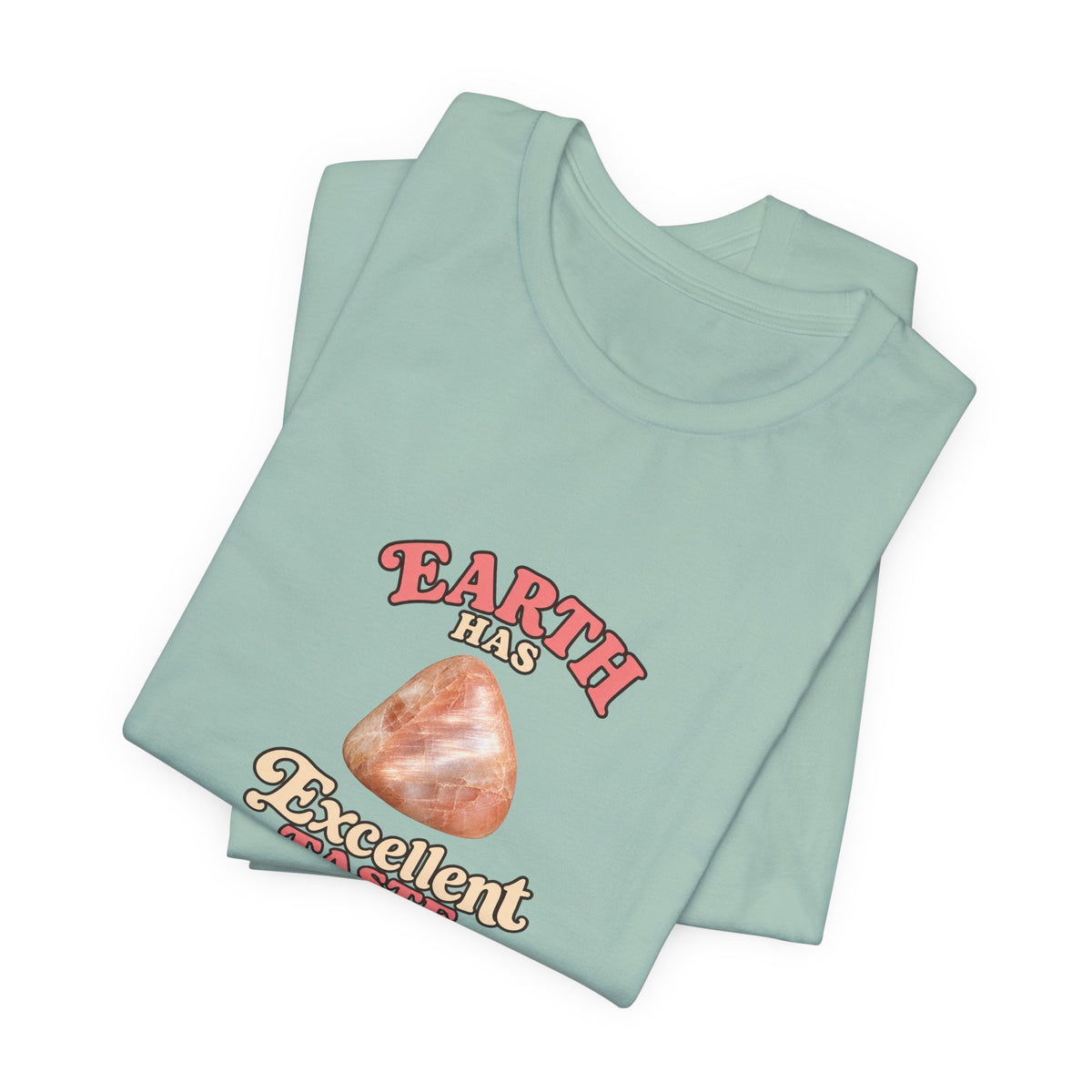 Earth Has Excellent Taste — Peach Moonstone Tee | Soft Blues