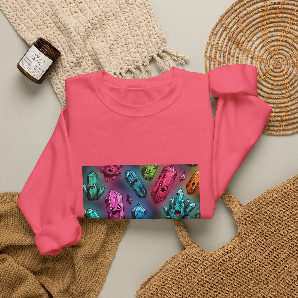 Colorful Crystal Characters Crewneck | Blues, Purples & Pinks