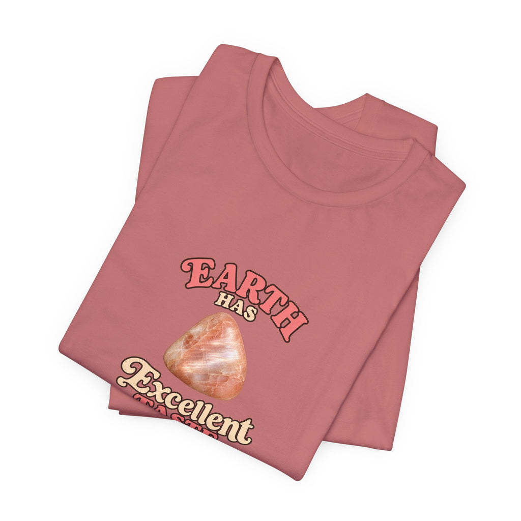 Earth Has Excellent Taste — Peach Moonstone Tee | Earthy Reds & Browns
