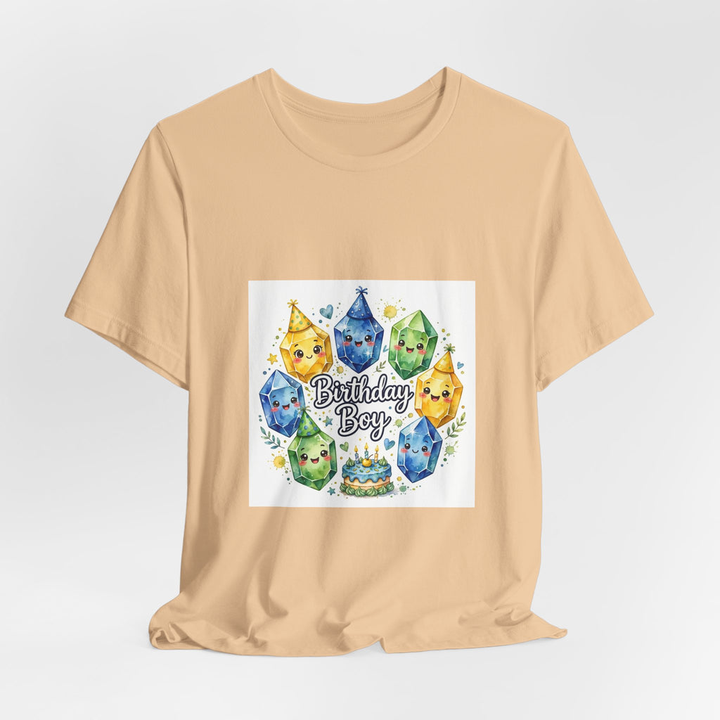 Birthday Boy Crystal Party T-Shirt | Sandy Neutrals & Oranges
