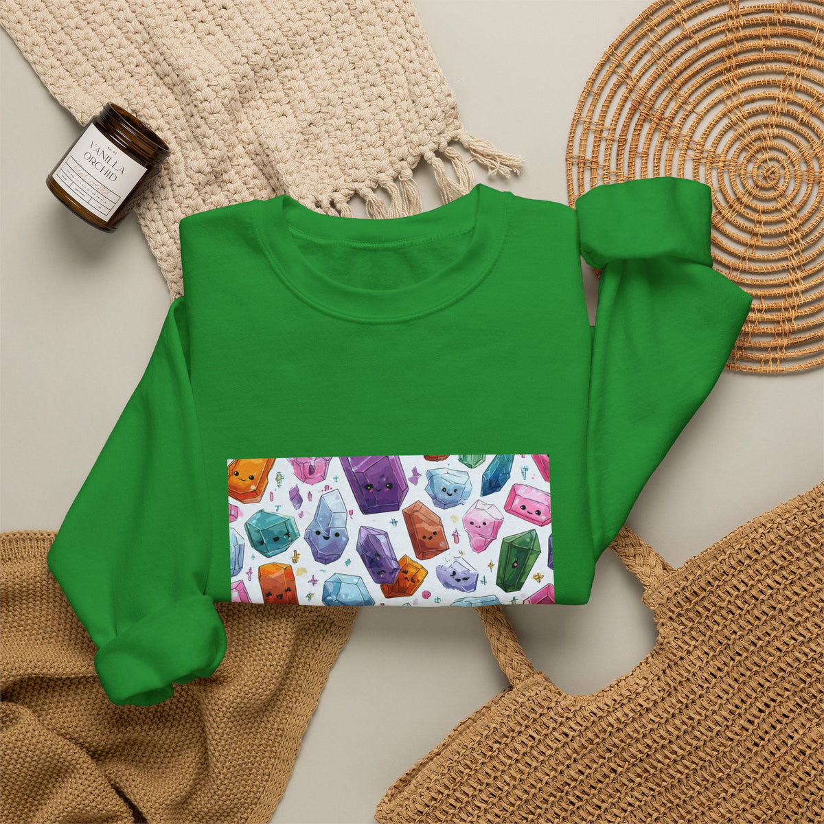 Pastel Crystal Friends Crewneck | Earth Tones & Brights