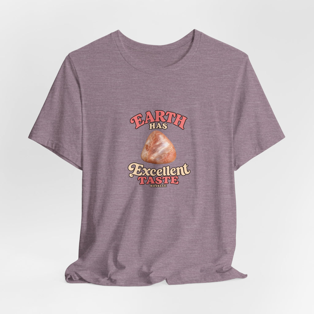 Earth Has Excellent Taste — Peach Moonstone Tee | Royal, Navy & Purple