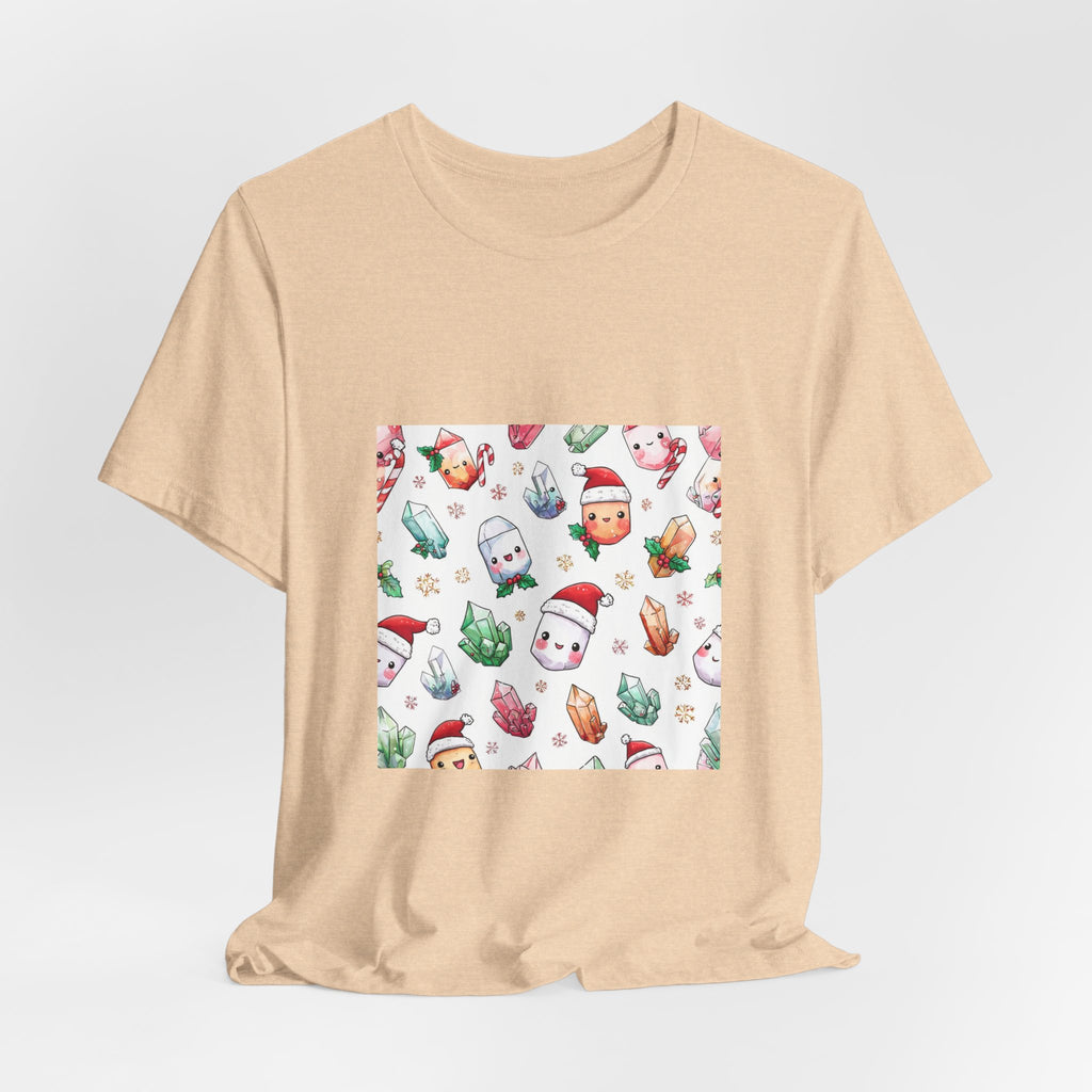 Pastel Christmas Crystal Friends T-Shirt | Sandy Neutrals & Oranges