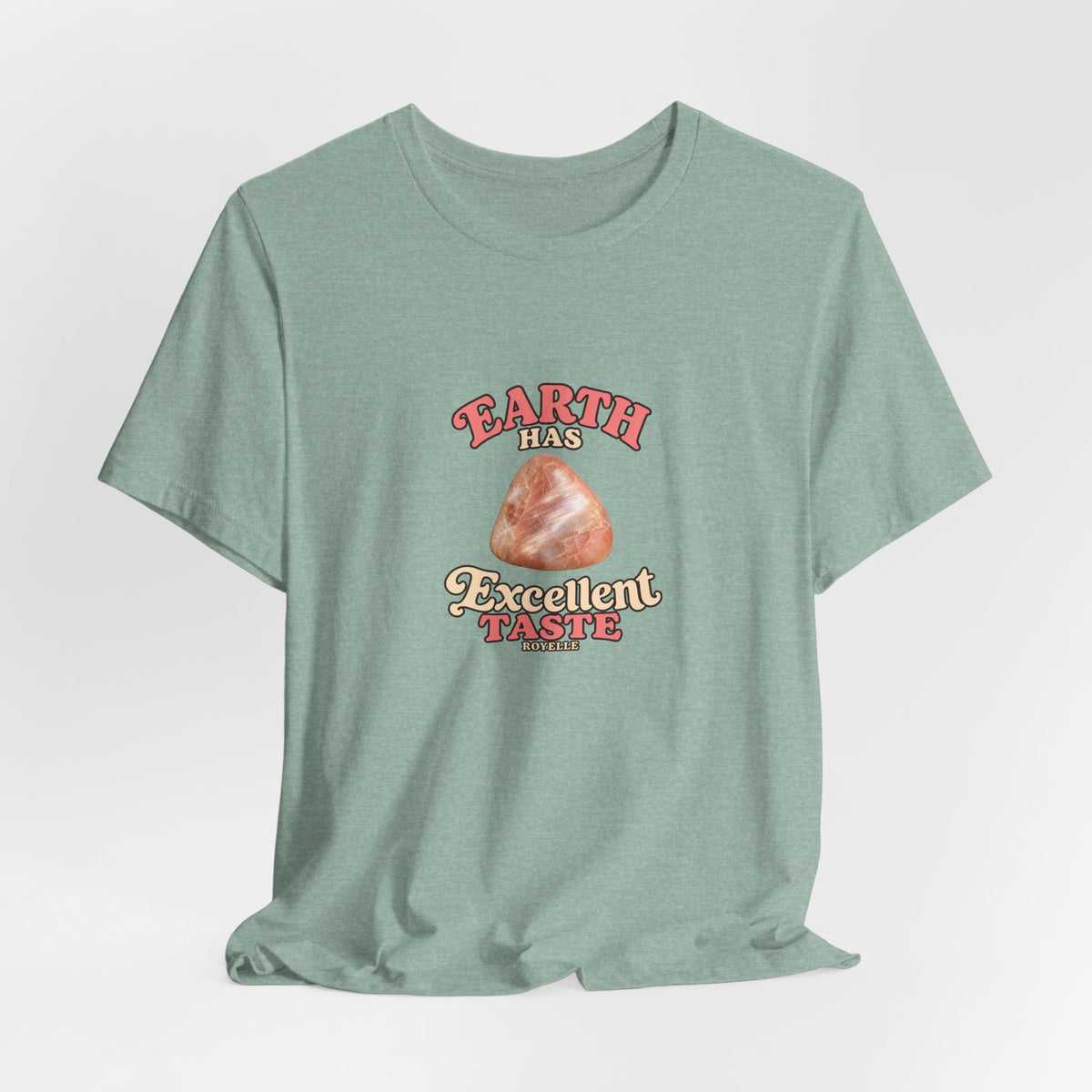 Earth Has Excellent Taste — Peach Moonstone Tee | Soft Blues