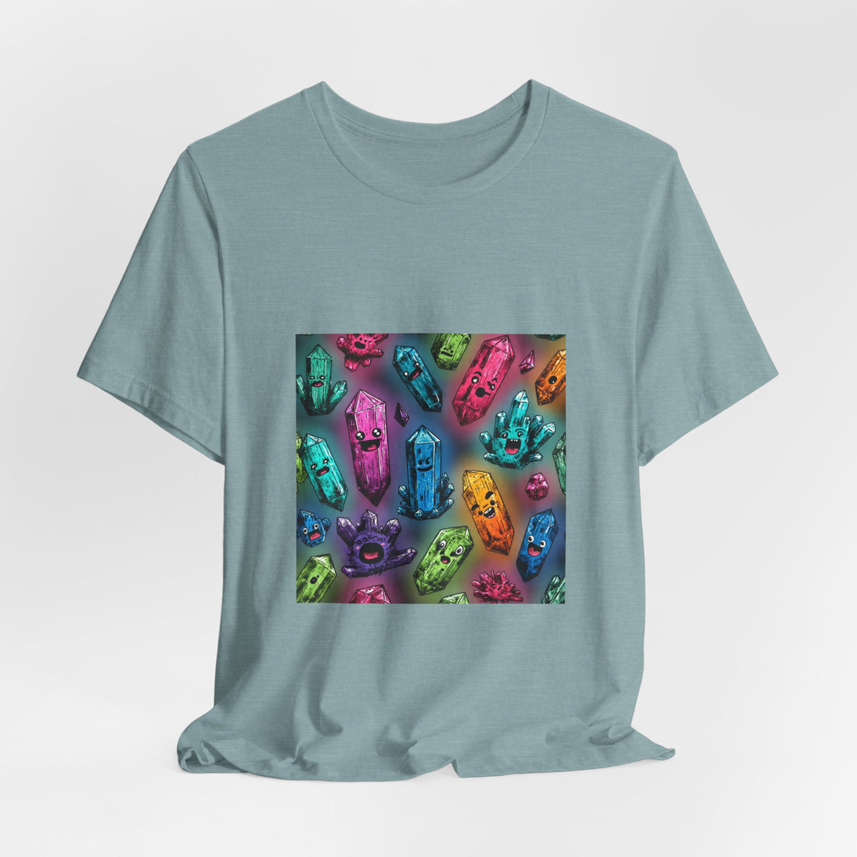 Colorful Crystal Characters T-Shirt | Soft Blues