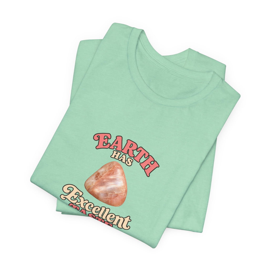 Earth Has Excellent Taste — Peach Moonstone Tee | Golds, Mints & Teal