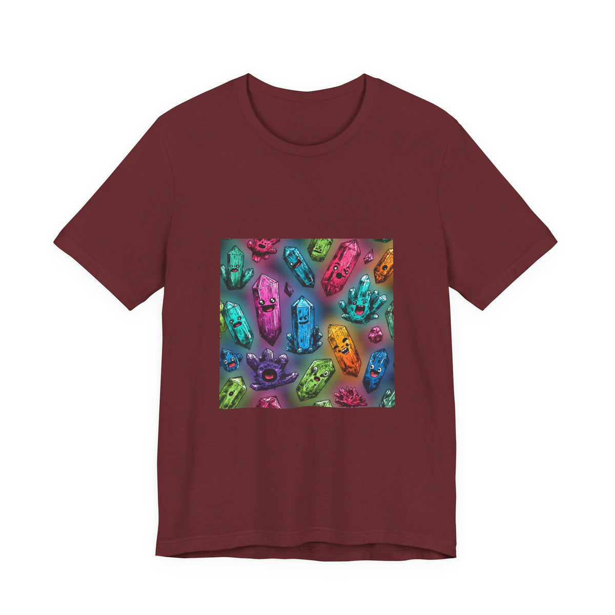 Colorful Crystal Characters T-Shirt | Earthy Reds & Browns