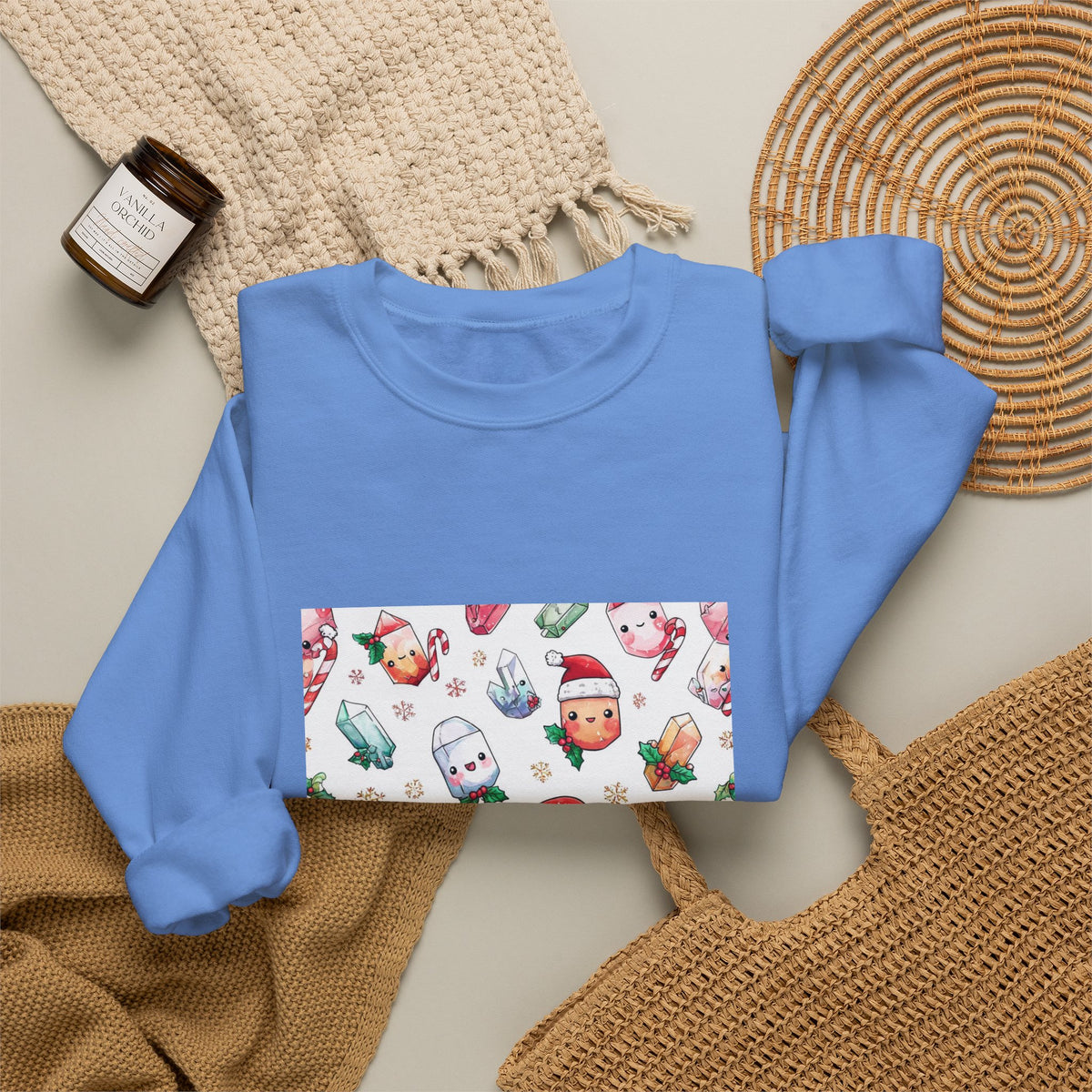 Pastel Christmas Crystal Friends Crewneck | Blues, Purples & Pinks