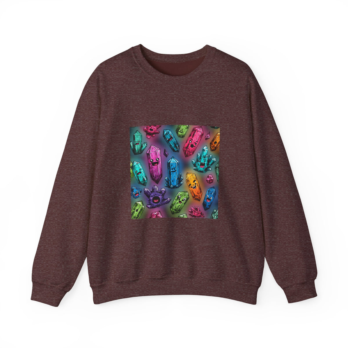 Colorful Crystal Characters Crewneck | Earth Tones & Brights