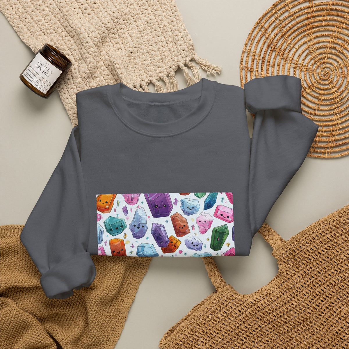 Pastel Crystal Friends Crewneck | Neutrals & Reds