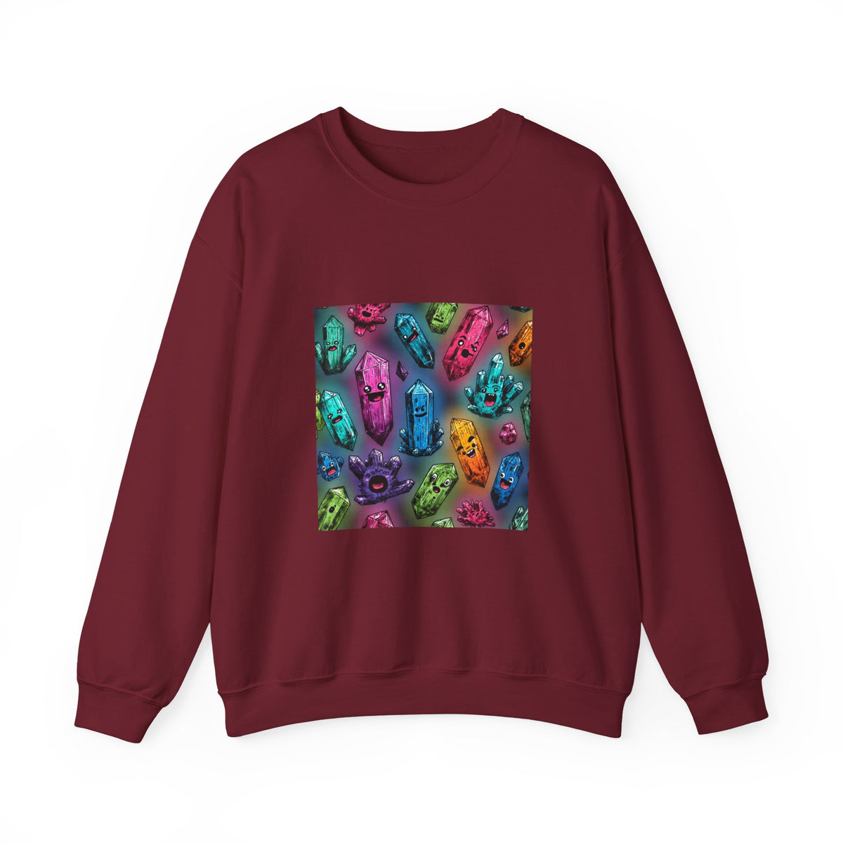Colorful Crystal Characters Crewneck | Earth Tones & Brights