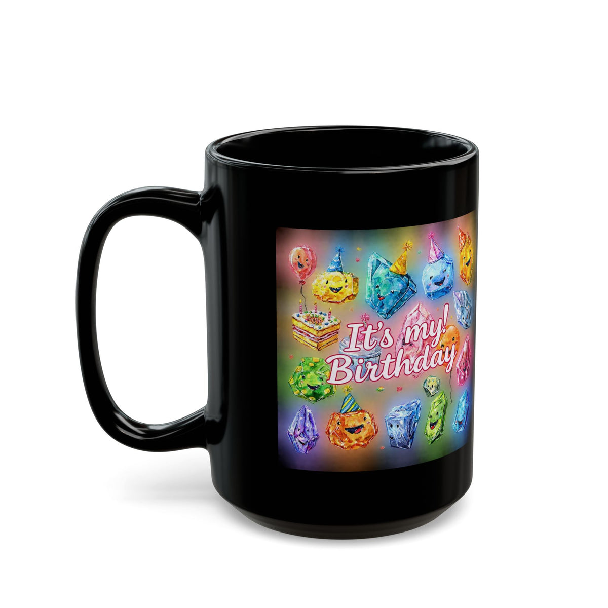 It's My Birthday Crystal Party Black Mug