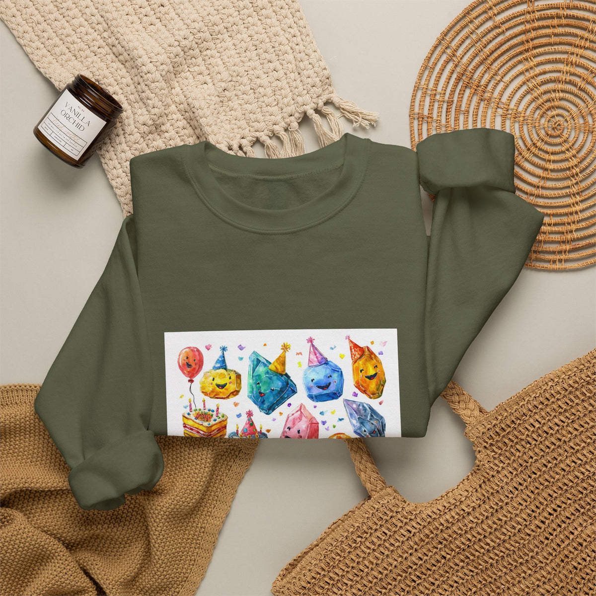Crystal Birthday Party Crewneck | Earth Tones & Brights