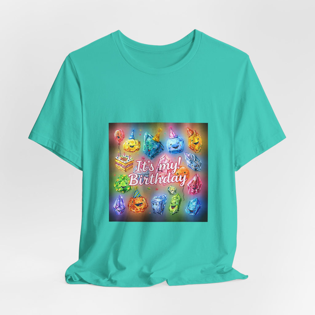 It's My Birthday Crystal Party T-Shirt | Golds, Mints & Teal