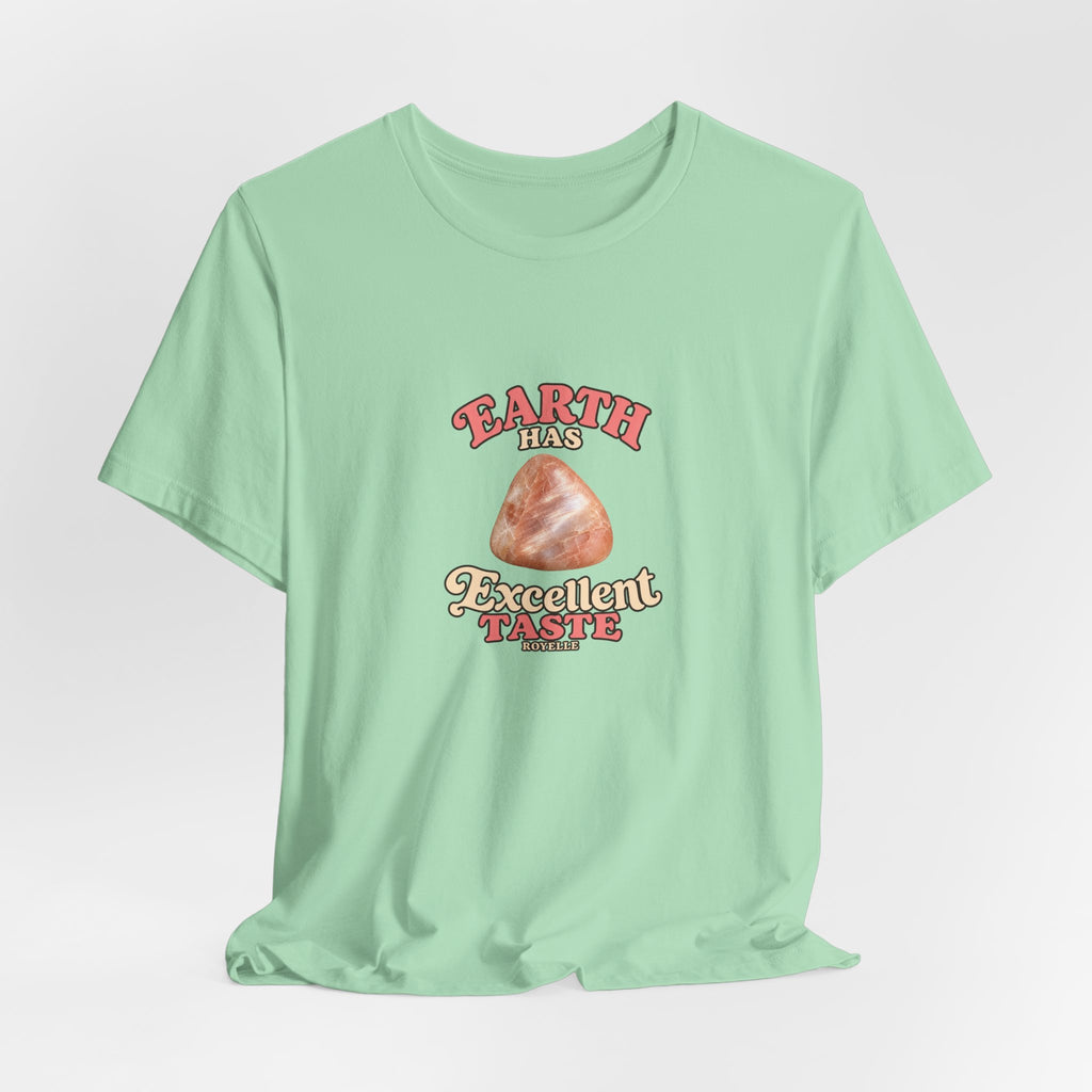 Earth Has Excellent Taste — Peach Moonstone Tee | Golds, Mints & Teal