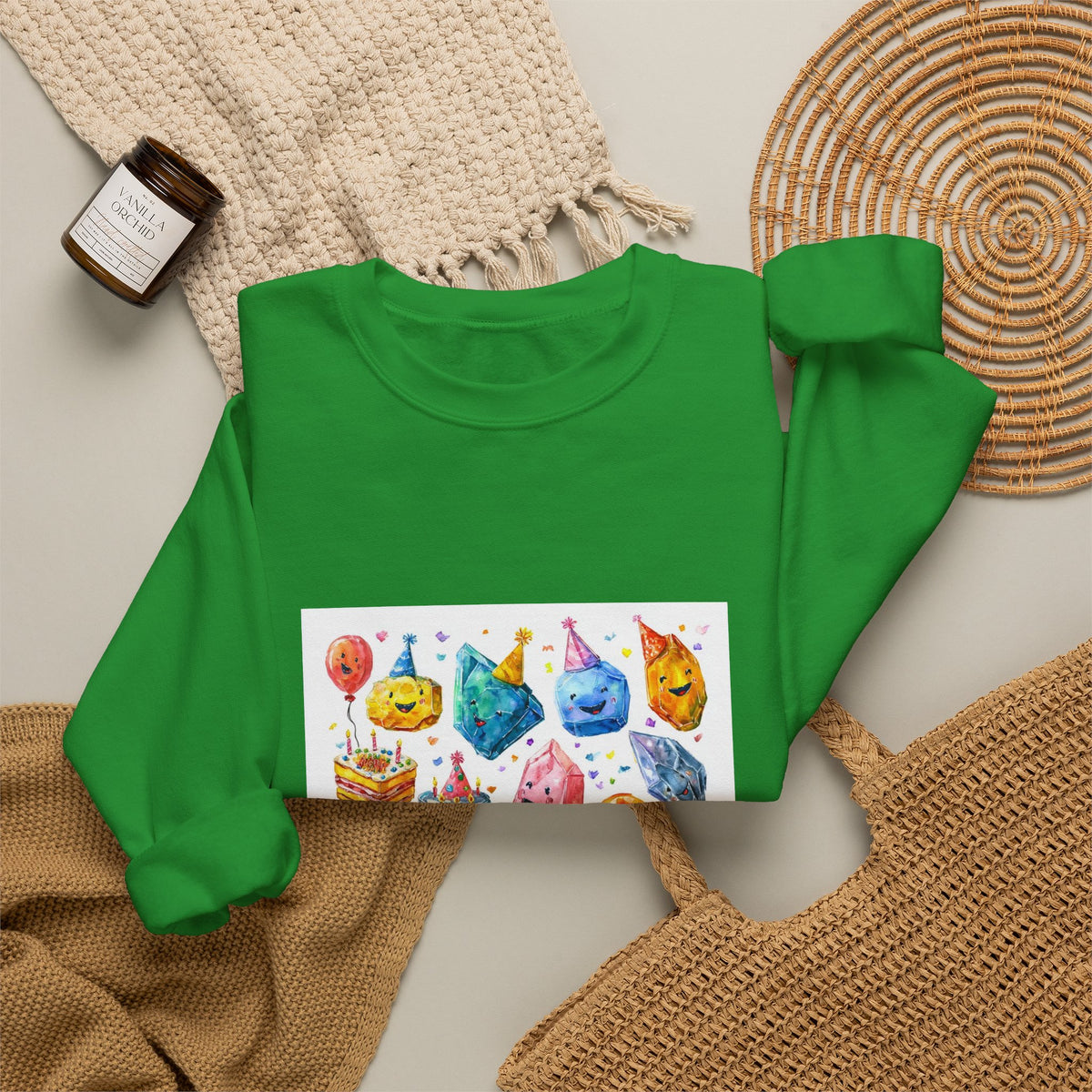 Crystal Birthday Party Crewneck | Earth Tones & Brights
