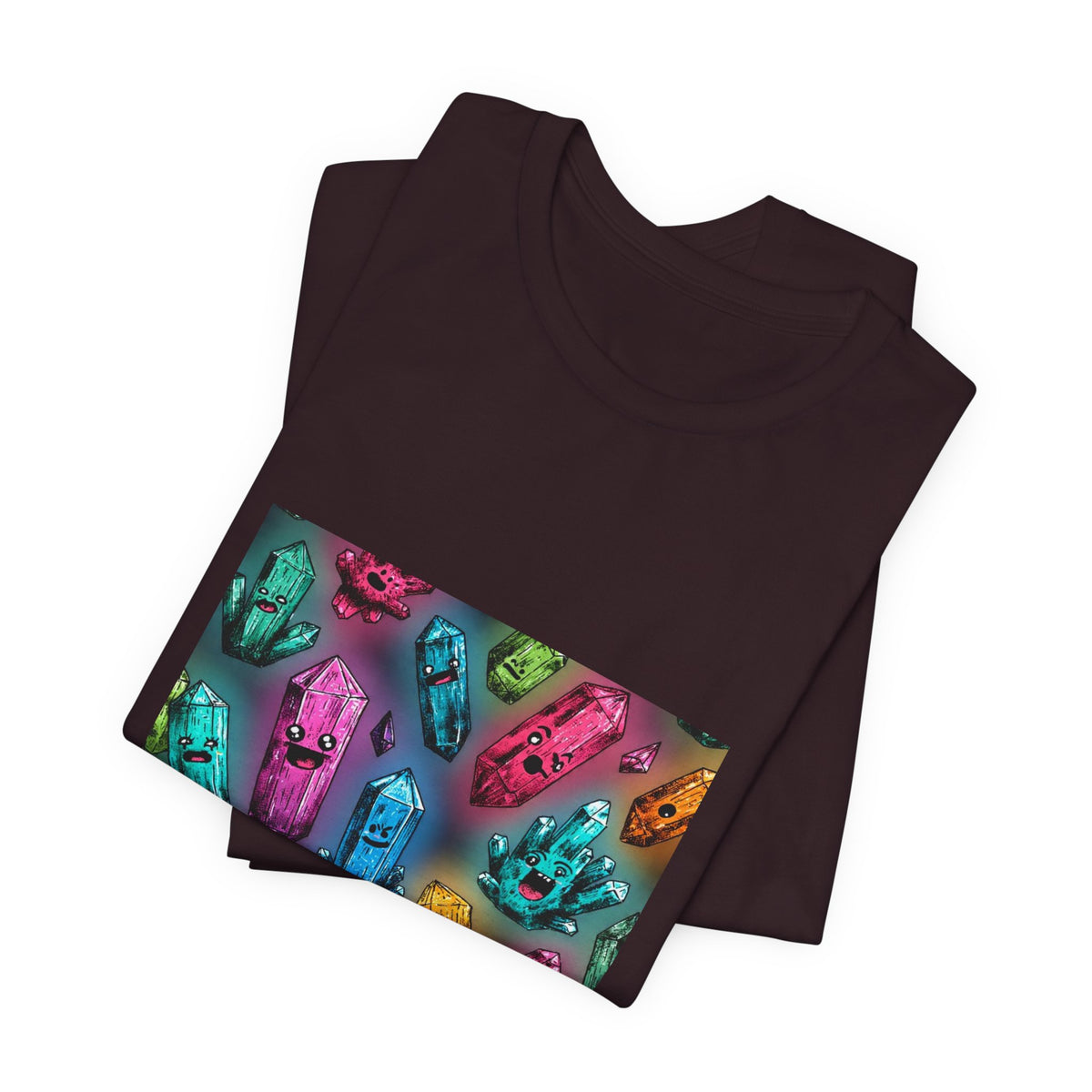 Colorful Crystal Characters T-Shirt | Dark Neutrals & Reds