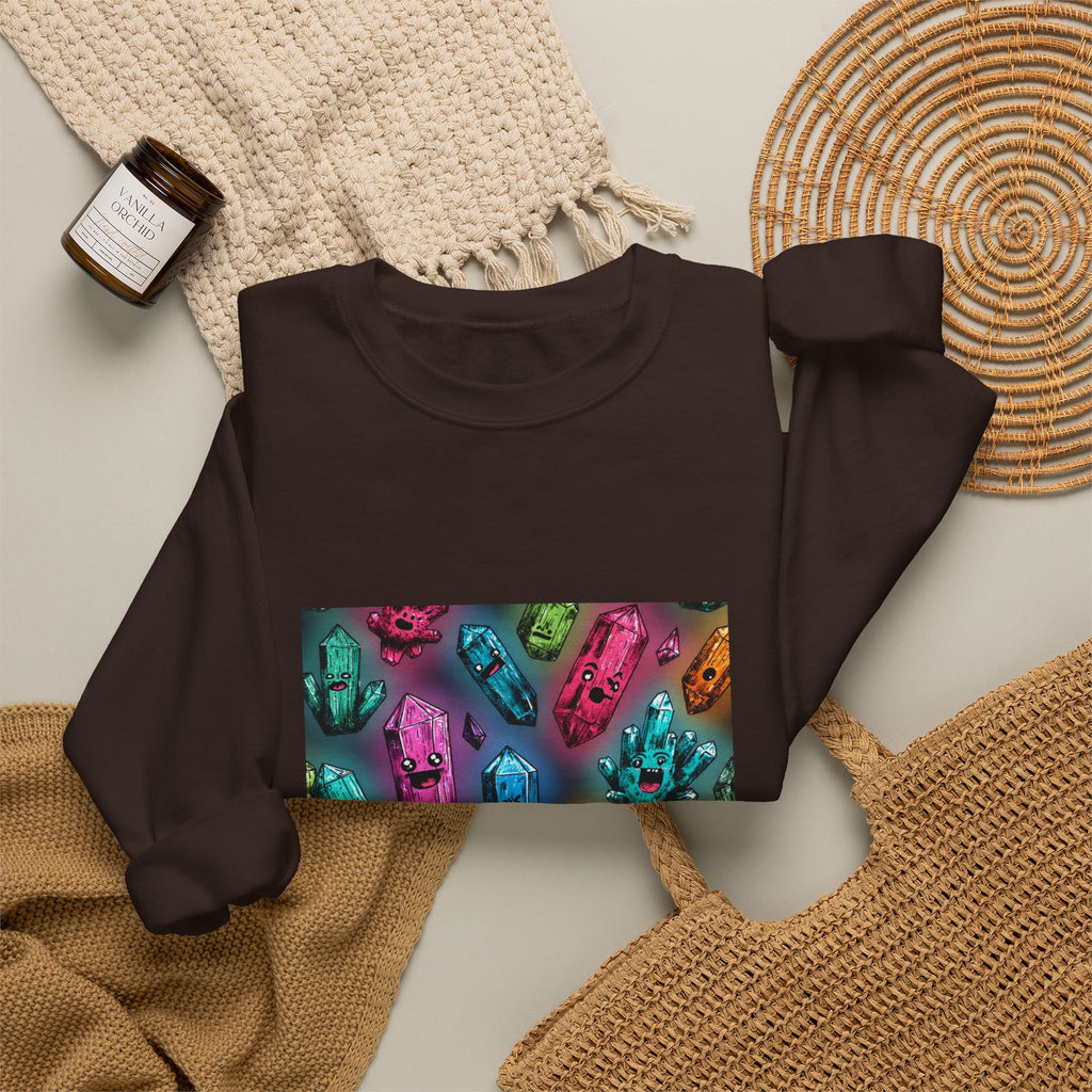 Colorful Crystal Characters Crewneck | Earth Tones & Brights
