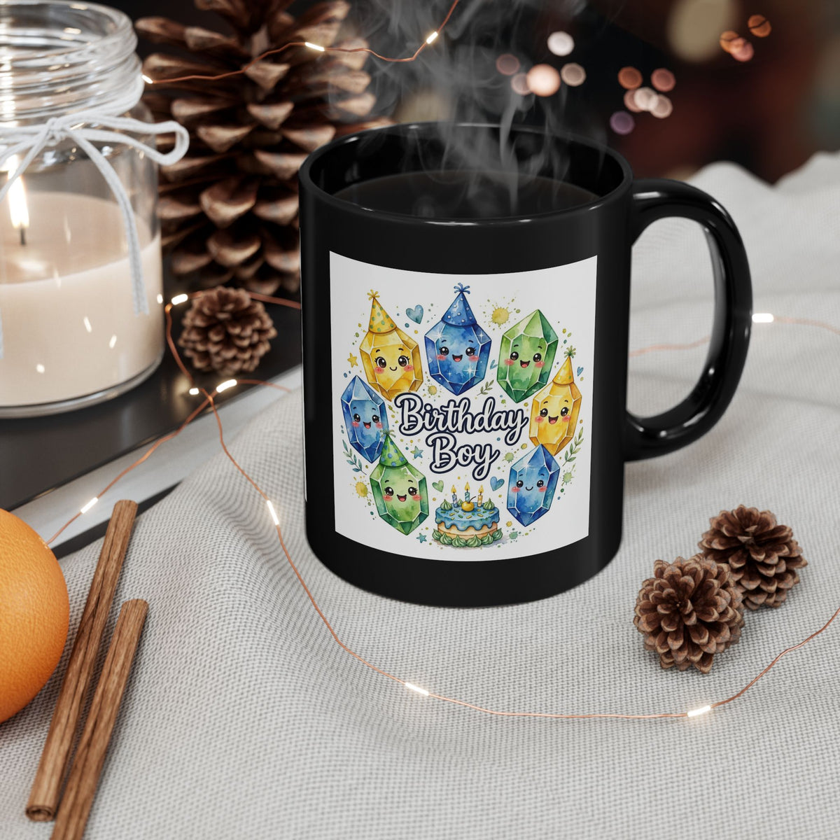 Birthday Boy Crystal Party Black Mug