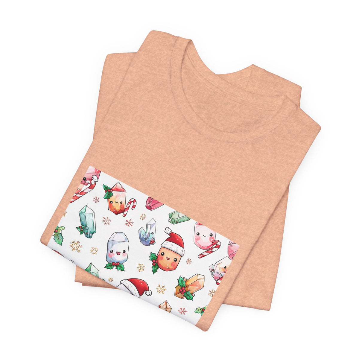 Pastel Christmas Crystal Friends T-Shirt | Peach & Sunset