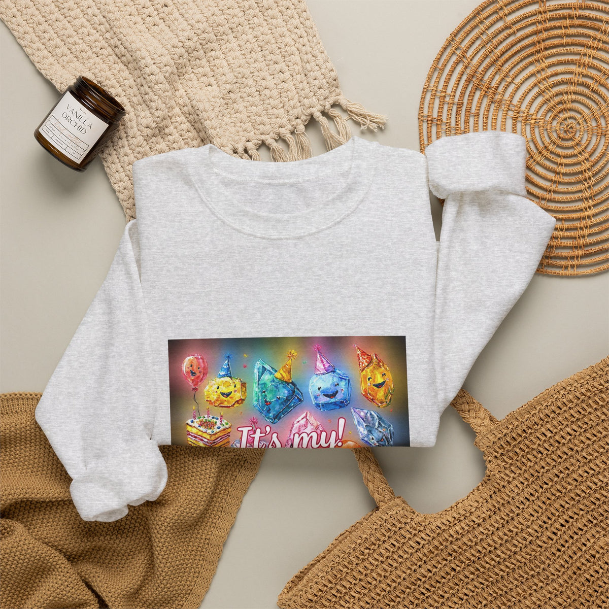 It's My Birthday Crystal Party Crewneck | Neutrals & Reds