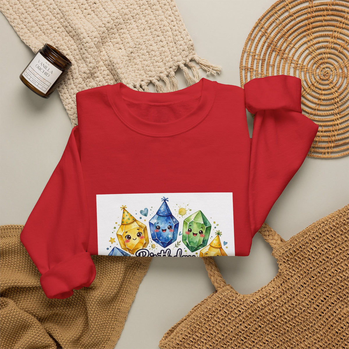 Birthday Boy Crystal Party Crewneck | Neutrals & Reds