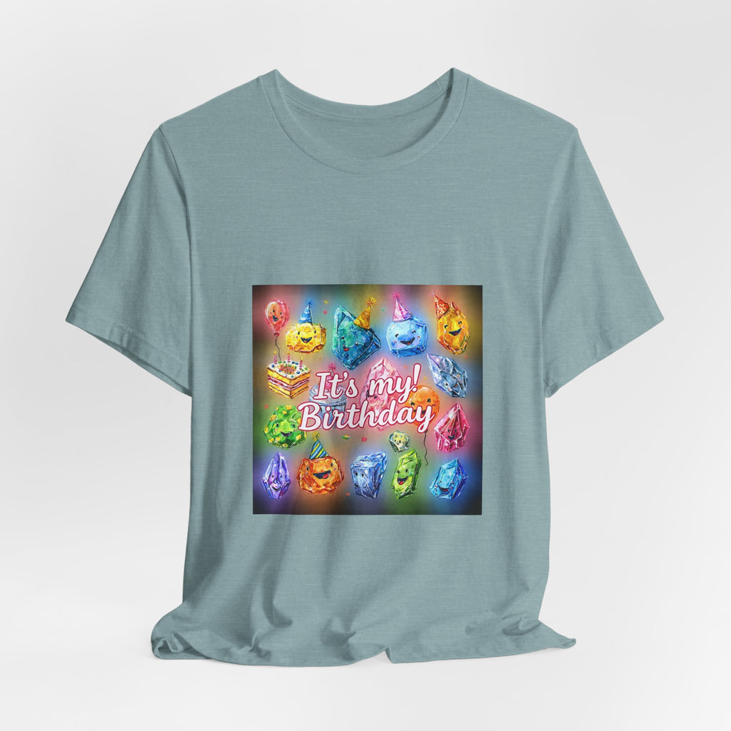 It's My Birthday Crystal Party T-Shirt | Soft Blues