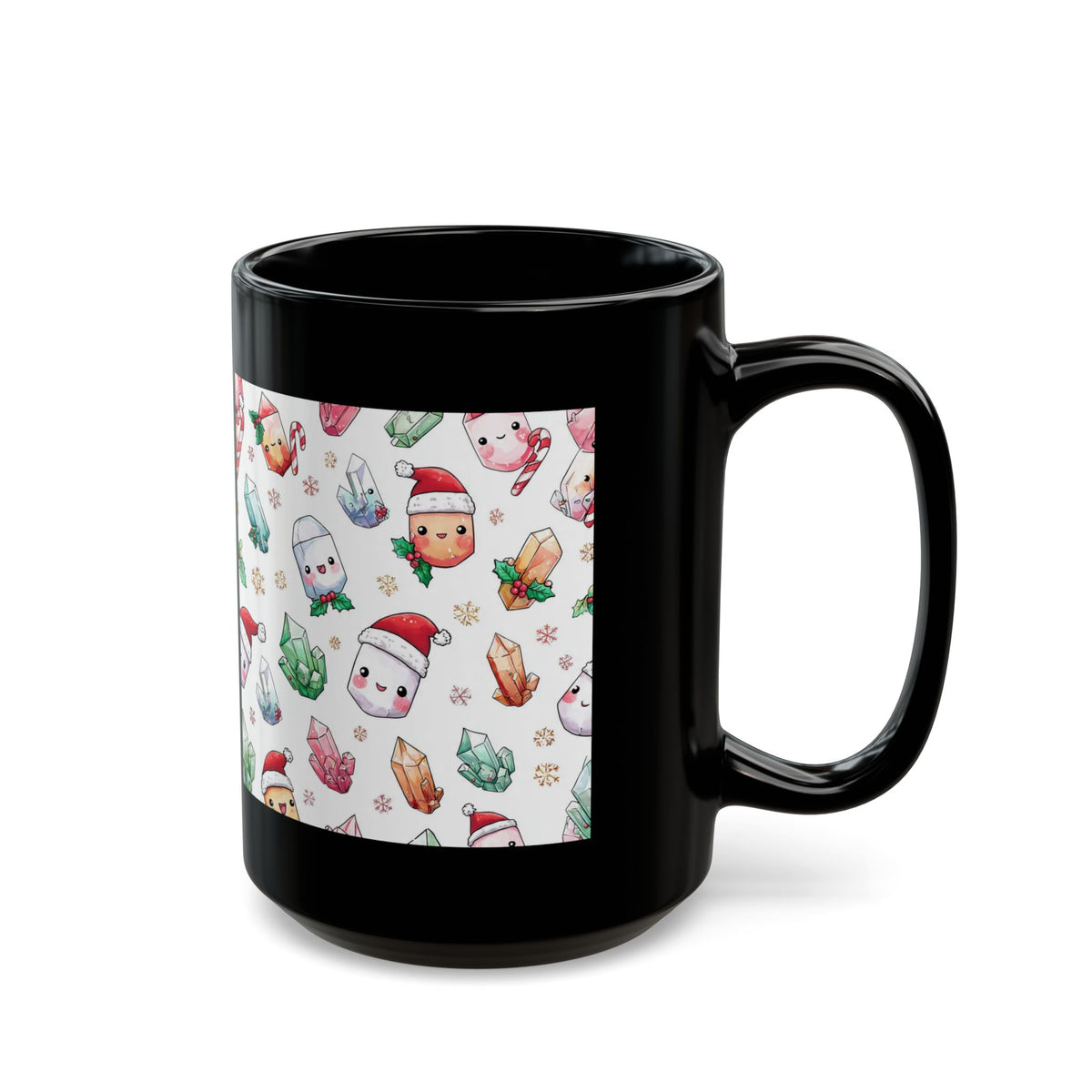 Pastel Christmas Crystal Friends Black Mug