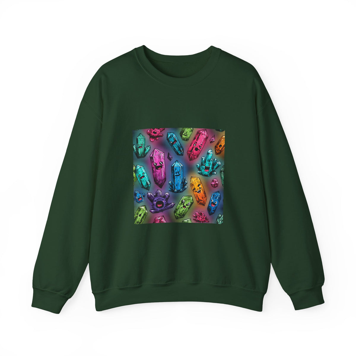 Colorful Crystal Characters Crewneck | Blues, Purples & Pinks